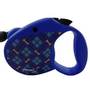 BLUE pattern dog bones Flexi retractable leash for small to medium dogs